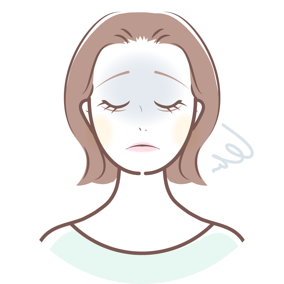 女性の顔がくすんでいるイラスト